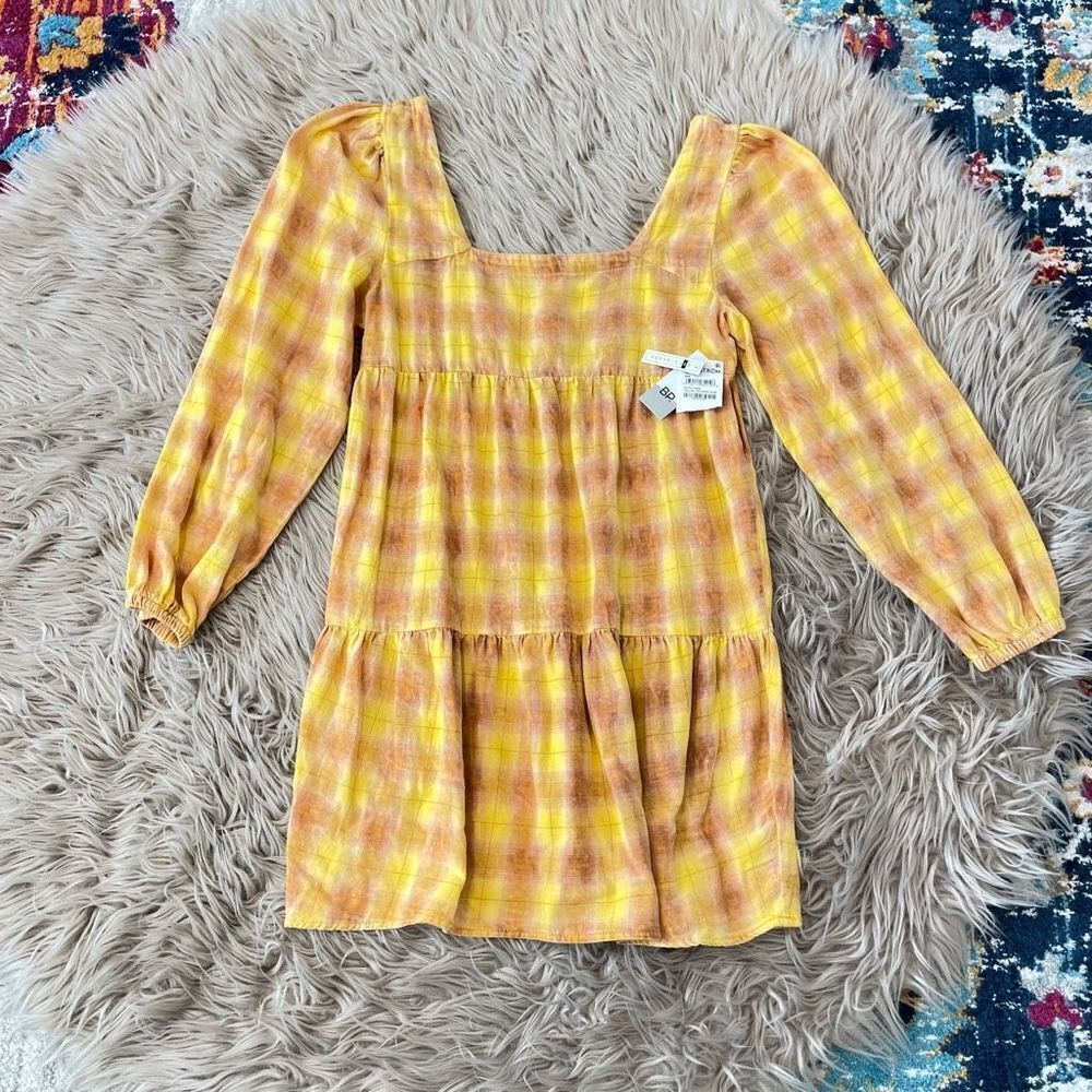 BP yellow plaid dress XS